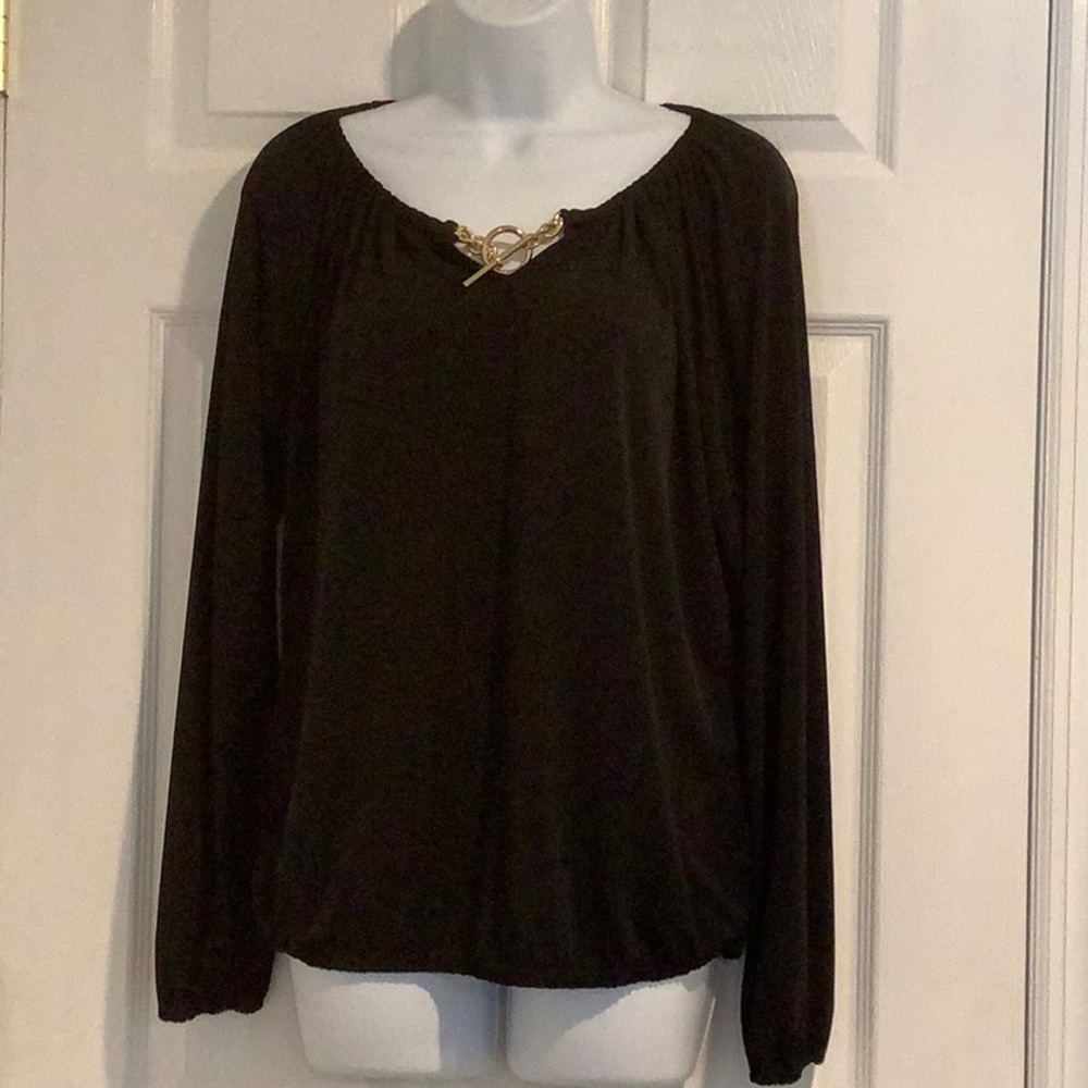 MICHAEL KORS Women’s Black Oversized Wide Neck Sophisticated Evening Wear Top XS